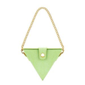 NEW JW PEI Lime Green Triangle Mini Box Lizard Pattern Vegan Shoulder Bag